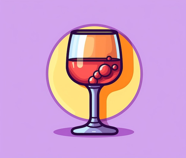 Um copo de vinho com um círculo amarelo no meio.