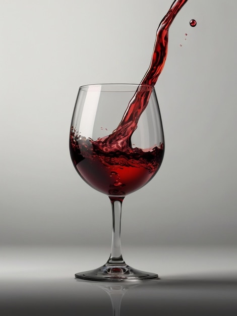 Um copo de vinho vermelho sobre um fundo branco hiper-realista criado pela IA