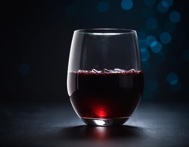 Foto um copo de vinho vermelho sobre um fundo escuro