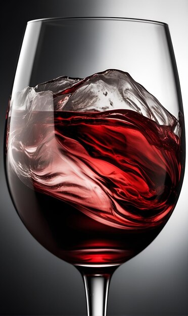Um copo de vinho vermelho sobre um fundo preto