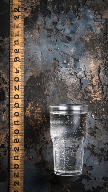 Um copo transparente contém água pristina emblemática de pureza e bem-estar