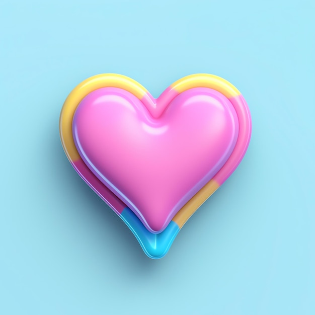 Um coração 3d em um fundo azul