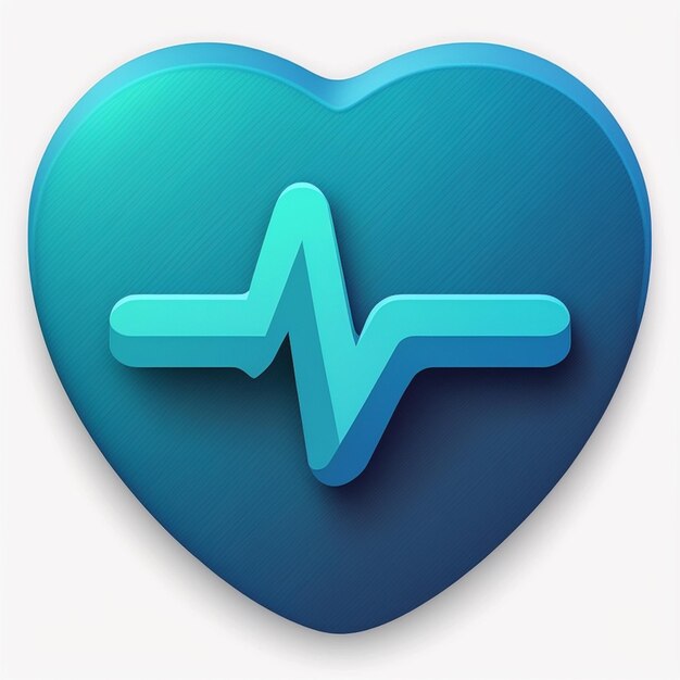 Foto um coração azul com um sinal de batimento cardíaco generativo ai