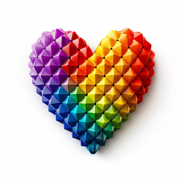 Um coração colorido do arco-íris com muitos pequenos corações nele