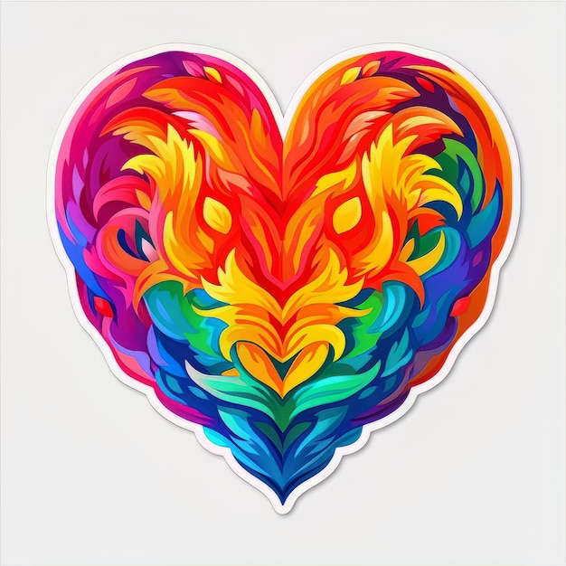 Um coração com um desenho colorido que diz 'o amor está no meio'
