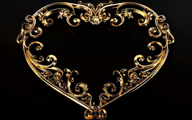 Foto um coração com um desenho de ouro.
