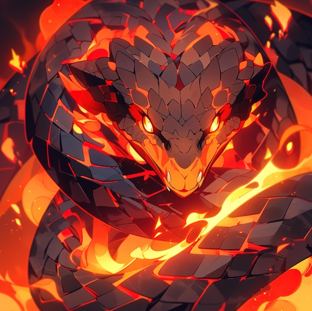 Um coração com um dragão em chamas