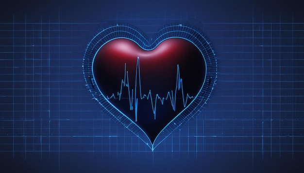 Um coração com um gráfico de pulso