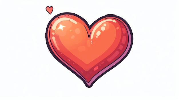 Um coração de desenho animado simples e bonito O coração é vermelho e tem um contorno rosa É desenhado em estilo graffiti