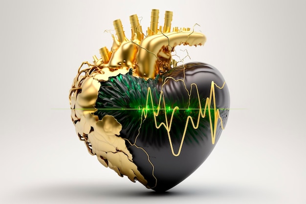 Um coração Gis Beam Pulso do coração Fundo totalmente branco Hiper realista generativo ai