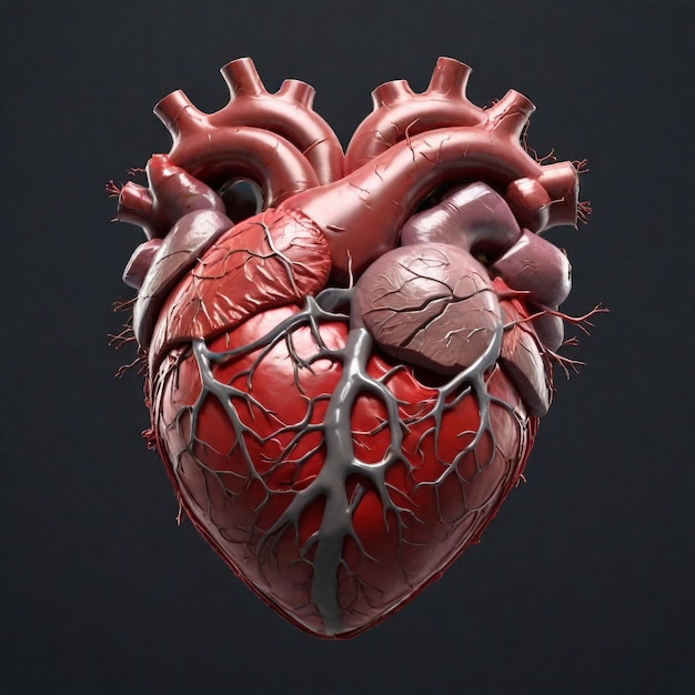 Um coração humano em forma de coração com uma cadeia em volta dele.