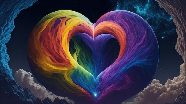 Um coração majestoso criado a partir de um espectro de cores vibrantes