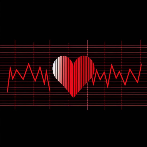 um coração vermelho com uma linha de batimentos cardíacos generativa ai