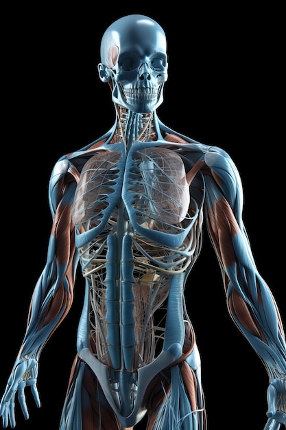 Um corpo humano com os músculos rotulados