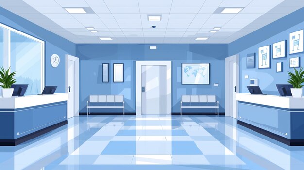 Foto um corredor de hospital ao estilo de desenho animado