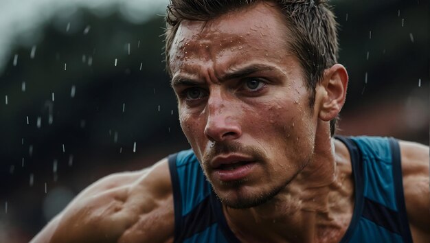 Foto um corredor tenaz preparando-se para uma maratona