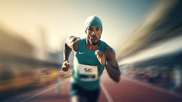 Foto um corredor vestindo uma camisa verde que diz 'a palavra maratona'