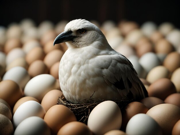 Foto um corvo branco dentro da foto artística dos ovos