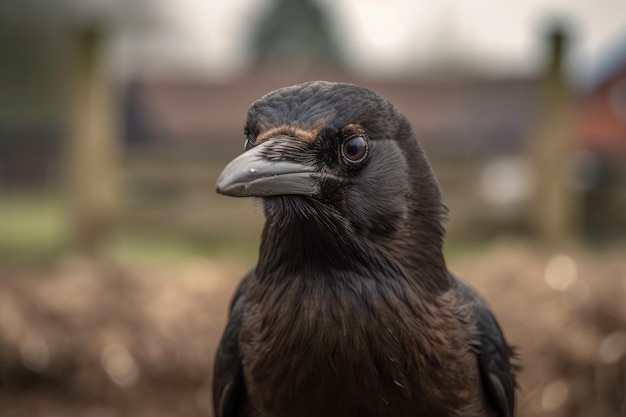 Foto um corvo marrom no cenário rural de friesland39 ia generativa