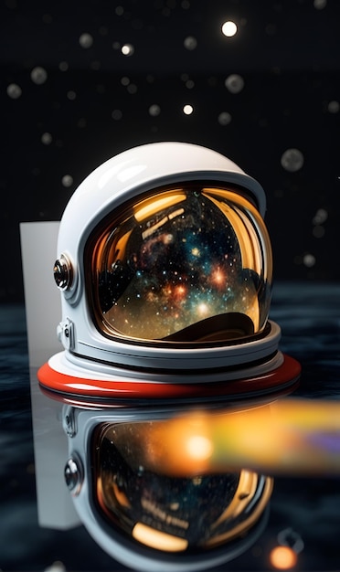 Um cosmonauta no espaço em um retrato em close-up de terno