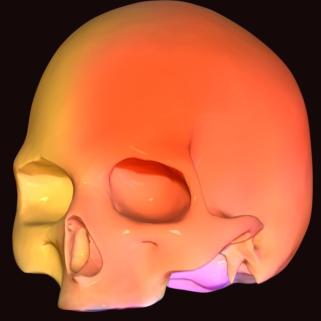 Um crânio amarelo com uma cor amarela e laranja