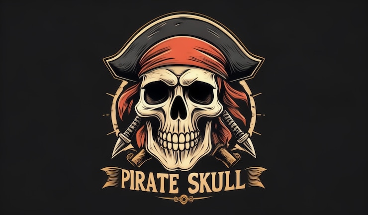 Foto um crânio e um chapéu de pirata com um chapéu de pirata nele