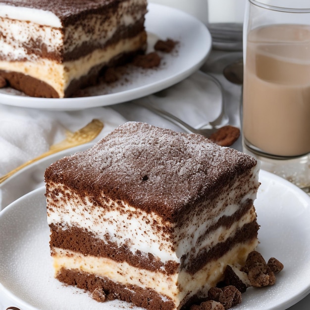 Um cremoso tiramisu caseiro com camadas de ladyfingers fofinhos