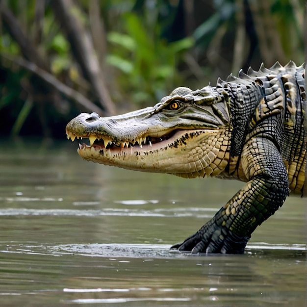 Um crocodilo bonito em Sundarban, Bangladesh. Imagem de fotografia gerada por Ai.