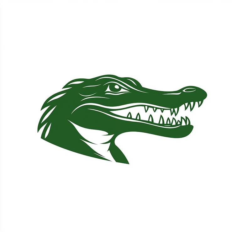 Foto um crocodilo com uma cabeça verde que diz crocodilo nele