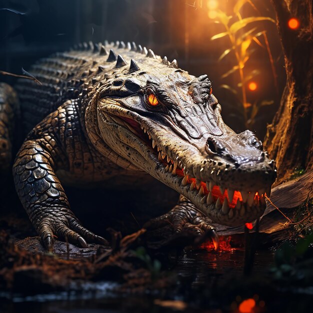 Foto um crocodilo místico fotografado