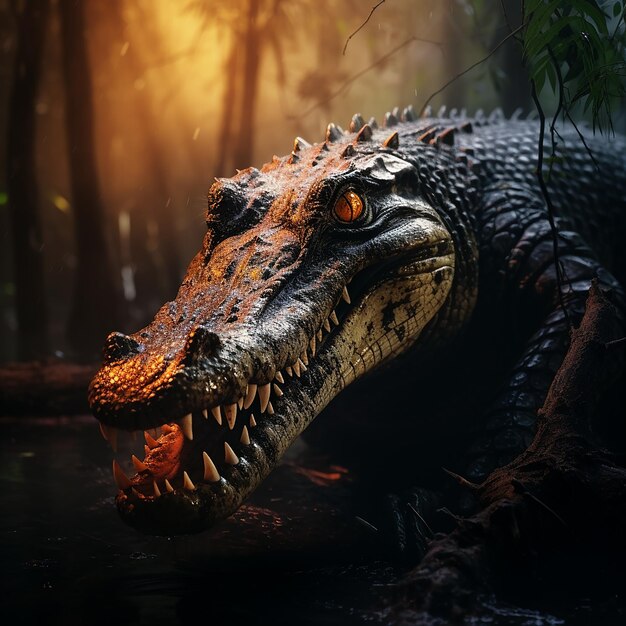 Foto um crocodilo místico fotografado
