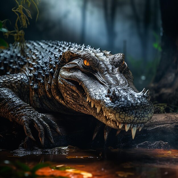 Um crocodilo místico fotografado