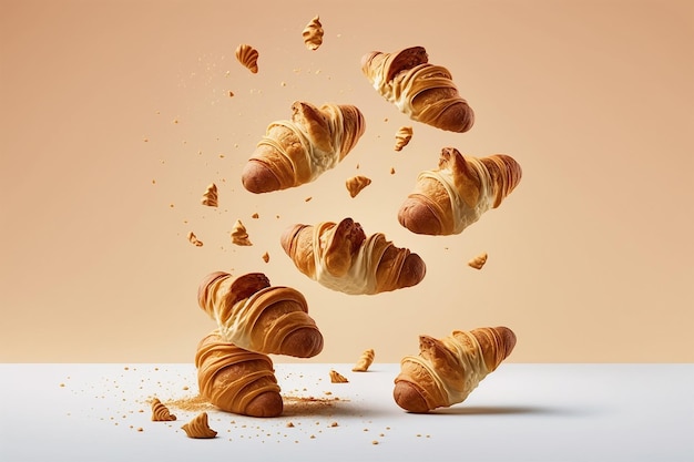 Um croissant com croissants polvilhados com croissants.