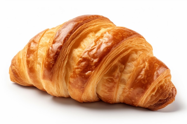 Um croissant com um croissant em um fundo branco