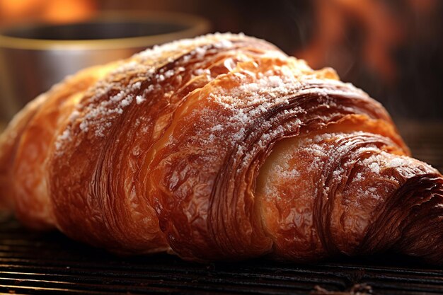 Um croissant com um pouco de canela.