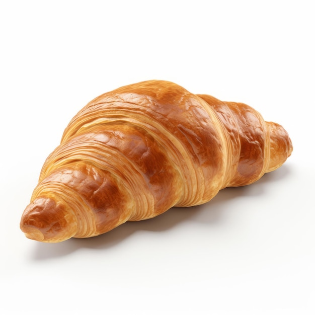 Um croissant é mostrado em um fundo branco