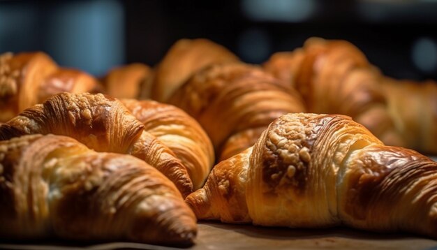 Um croissant recém-assado, uma delícia de pastelaria francesa para indulgência gerada pela IA