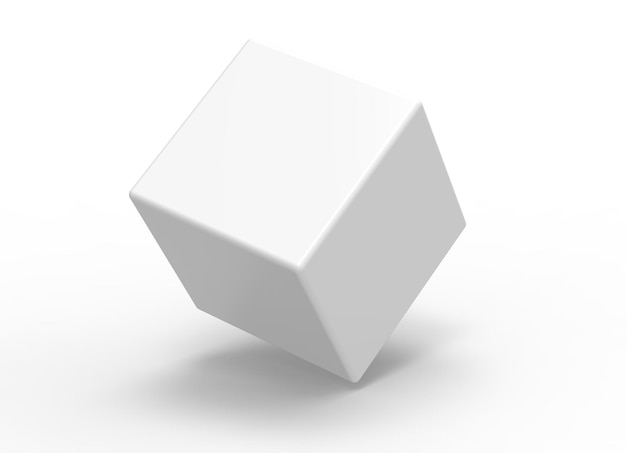 Um cubo branco em fundo branco