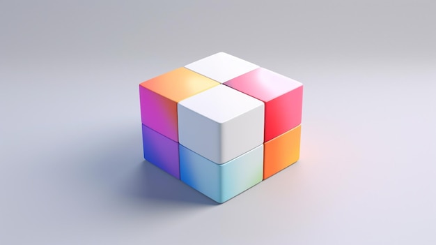 Um cubo com cores diferentes nele