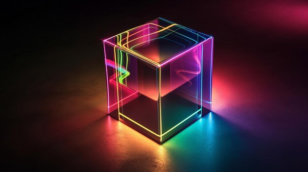 um cubo com uma luz de LED colorida nele