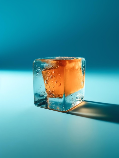 Um cubo de gelo com a palavra gelo