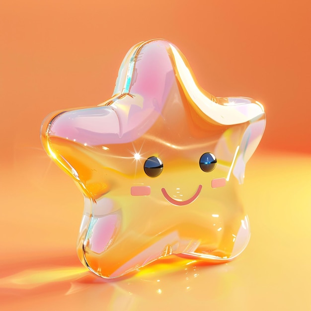 Foto um cubo de gelo de vidro com uma estrela em forma de estrela ícone de estrela em estilo 3d ilustração de renderização 3d