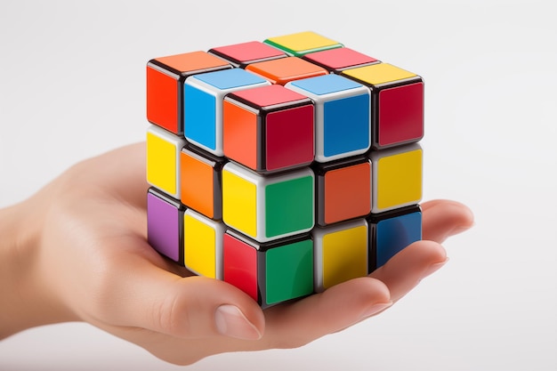Um cubo de Rubiks com fundo branco IA geradora