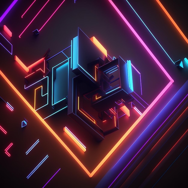 Um cubo neon com a palavra cubo