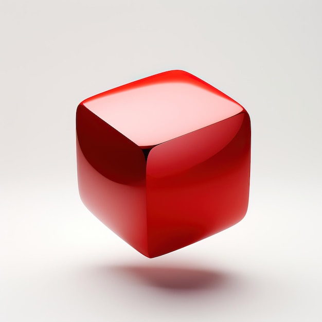 um cubo vermelho com um quadrado vermelho que diz'red'on it