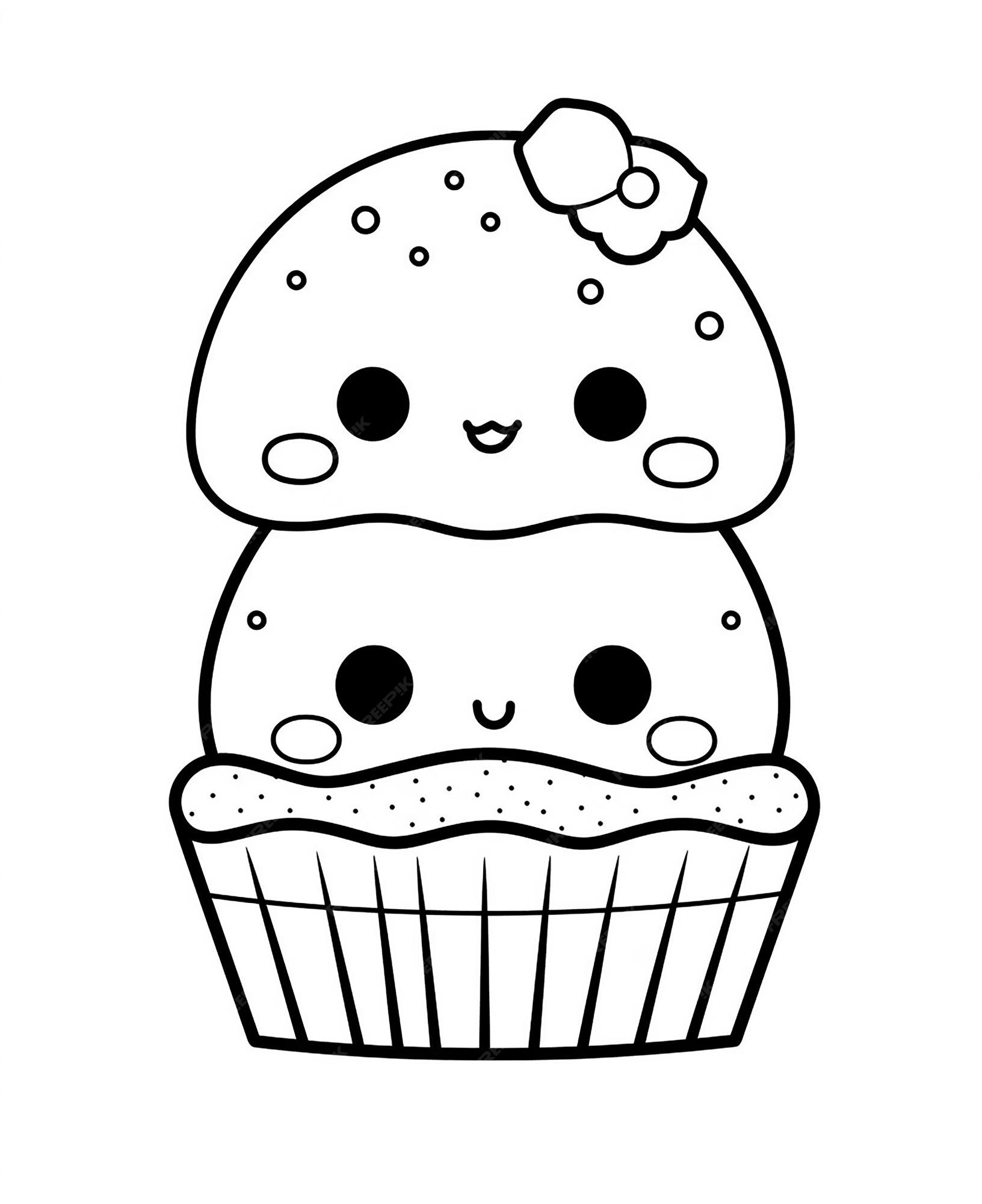 Como Desenhar Um Cupcake De Chocolate Com Um Rosto Bonito Para Crianças.  Tutorial De Desenho Passo a Passo Ilustração do Vetor - Ilustração de  livro, creme: 242746072