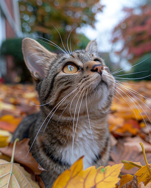 Foto um curioso gato manx investigando o fundo da pilha