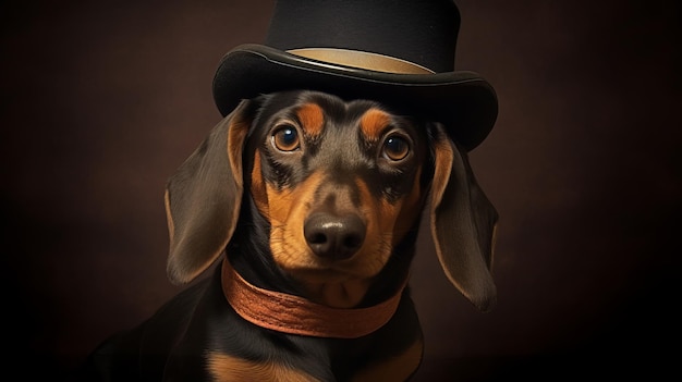 Um dachshund ousado com um chapéu de detetive gerado por IA