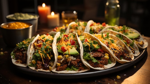 Um delicioso banquete de tacos