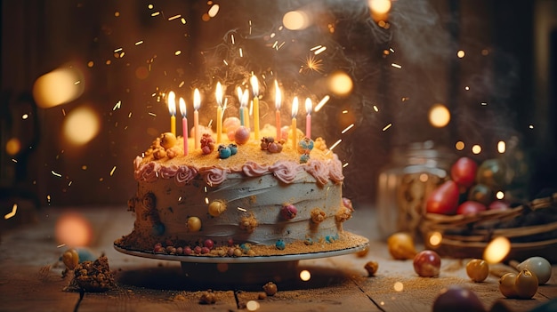 Um delicioso bolo de aniversário.